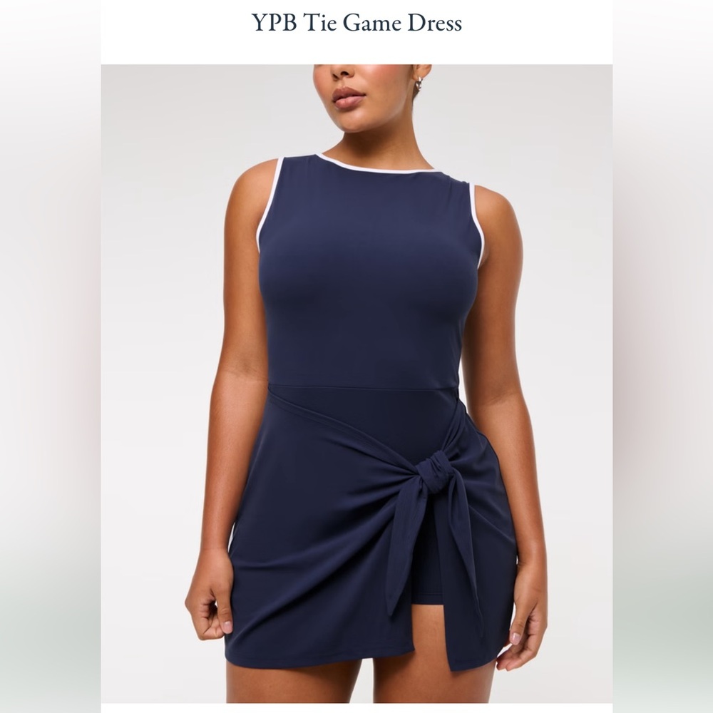Abercrombie & Fitch Navy Sleeveless Tie-Waist Romper with White Trim